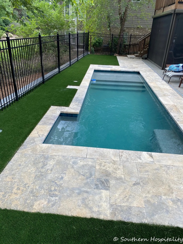 turf grass around pool