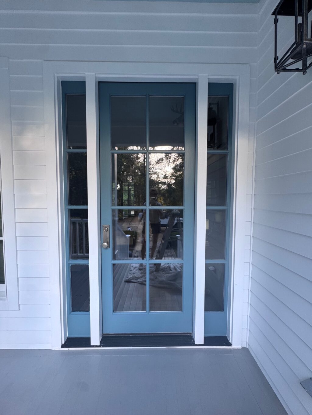 Puddle Jumper blue on front door and sidelights