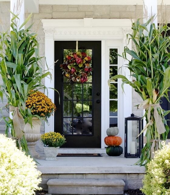 Black door with white sidelights