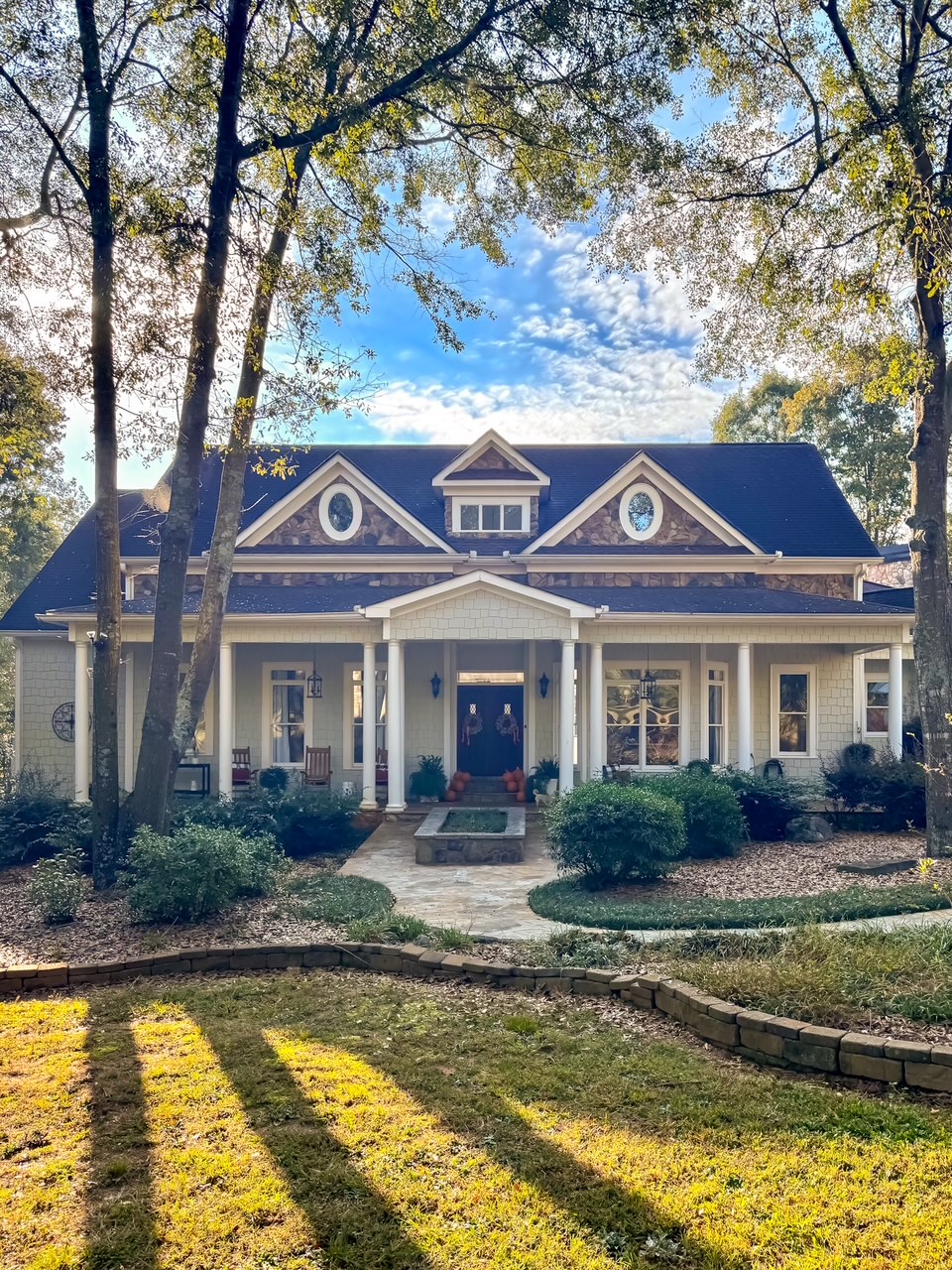 front elevation of Duke Manor Farm fall porch