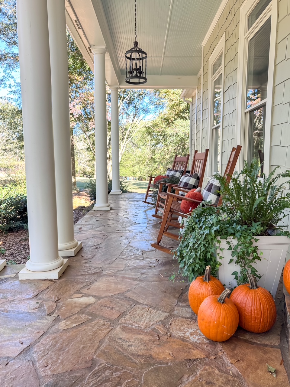 fall front porch at duke manor farm