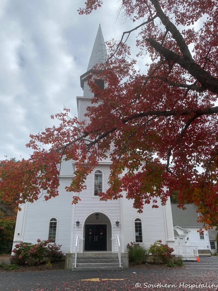 white church in Beautiful Kennebunkport, Maine 