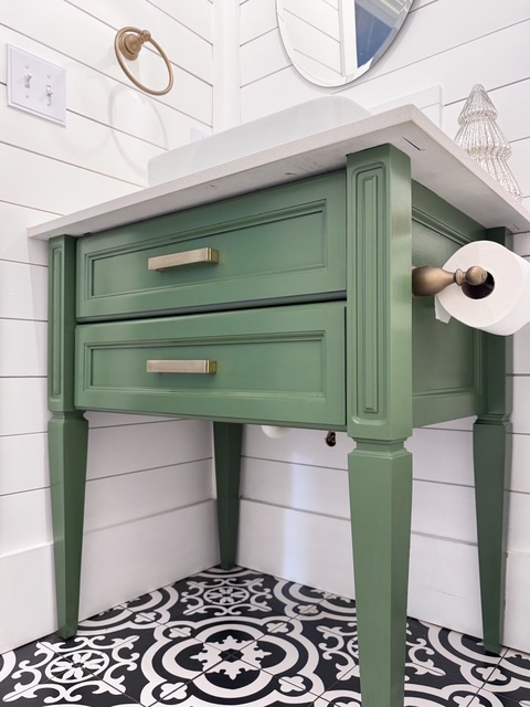 Herb cornucopia painted vanity