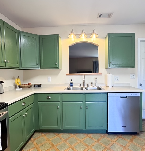green kitchen cabinet paint before and after