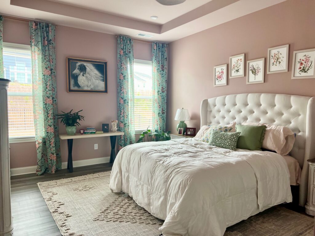 bedroom makeover with Sherwin Williams Insightful Rose