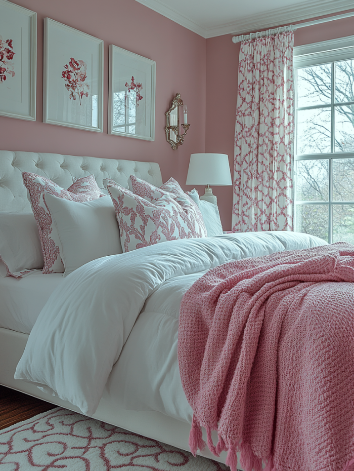 pink and white cozy room inspiration