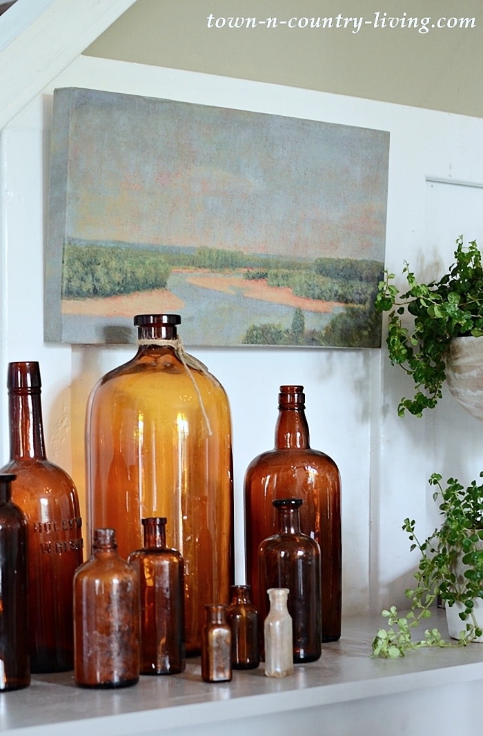 earthy vignette home decor styling