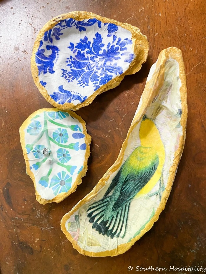 DIY decoupage oyster shells tutorial