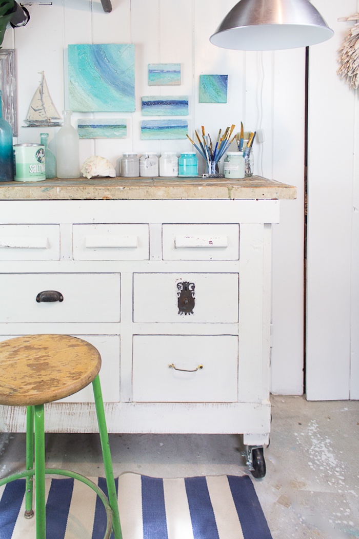 Vintage workbench makeover by Finding Silver Pennies