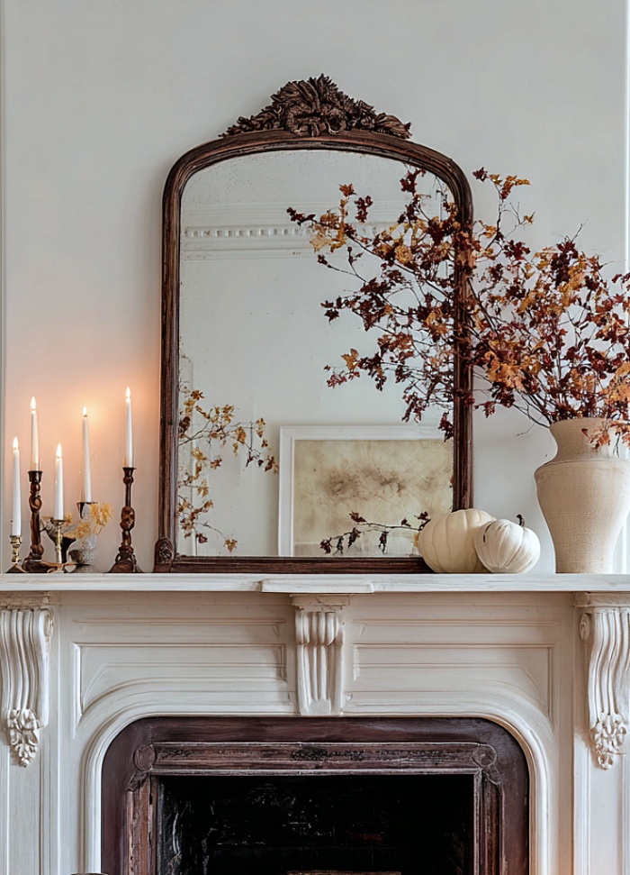Beautiful fall mantel decorating inspiration