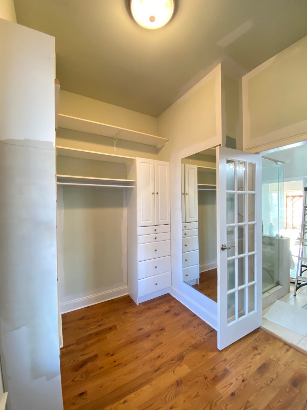 Existing closet system during makeover