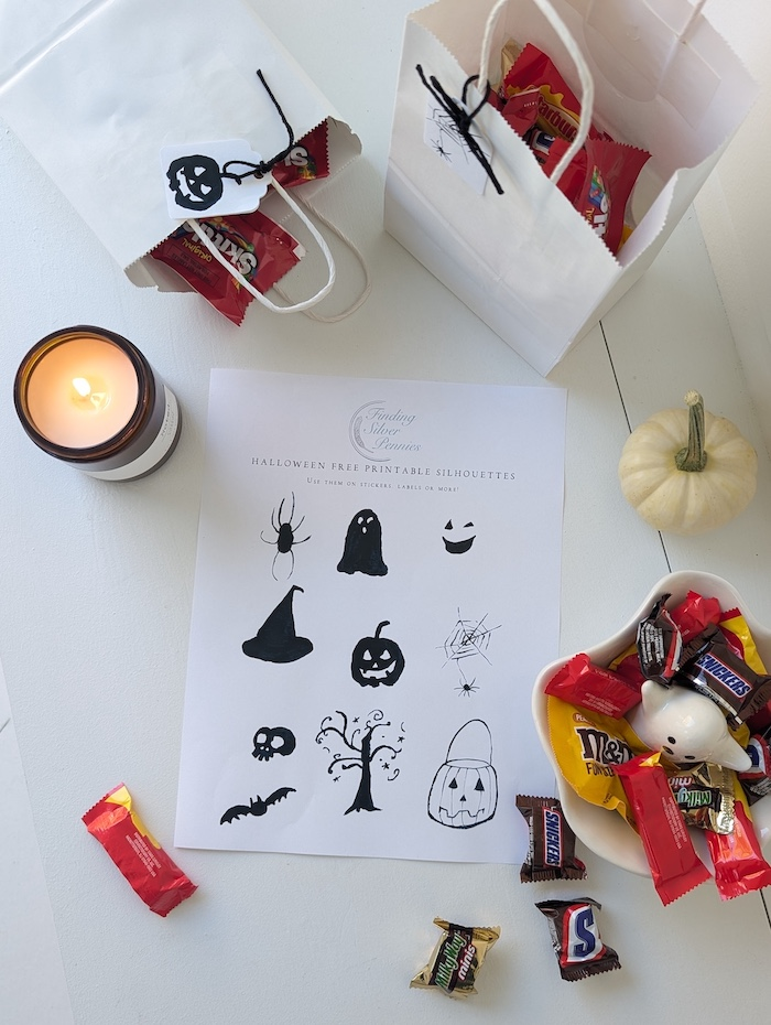 Fall decorating ideas with watercolor Halloween printable silhouettes