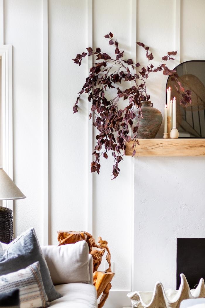 Faux fall leaves spray painted in rich plum shades